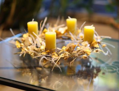 Luftiger moderne Adventskranz mit Stipa (35cm)