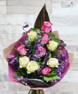 Purple rose tall bouquet (10 stems)