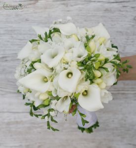 menyasszonyi csokor ( kála, rezgő, frézia, fehér ) 