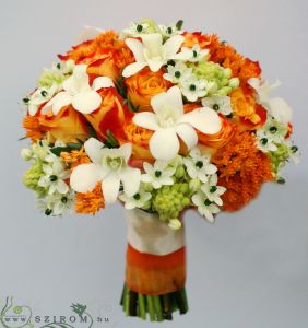 bridal bouquet (rose, ornithogalum, dendrobium)