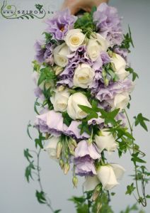 bridal bouquet ( lisianthus, rose, white, purple)