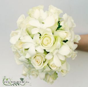 bridal bouquet (rose, dendrobium, white)