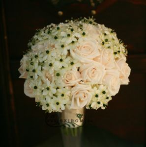 bridal bouquet (rose, ornithogalum, peah, white)