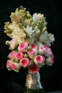 menyasszonyi csokor (tubarózsa, angol rózsa, fehér, rózsaszín)