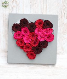 19 stems of forever roses in heart box