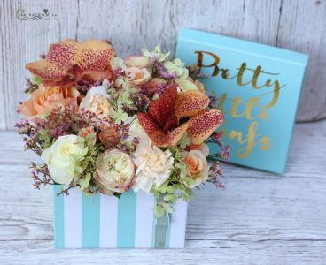 Autumn square box with vanda orchids