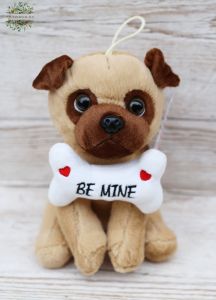 Plush pug with a bone (20cm)
