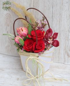 Tulpen - Rosen Blumentasche mit Orchidee