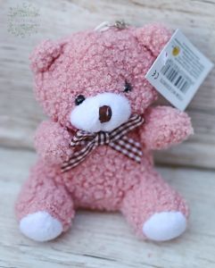 Rózsaszín plüss medve kulcstartó ( 10 cm )