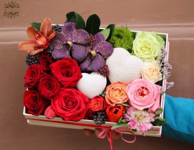 Romantische Farbverlaufsbox mit Gipsherzen