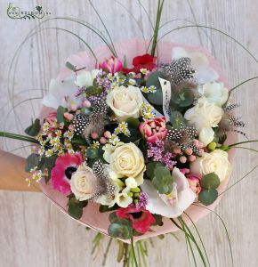 Premium Bouquet mit Perlhuhn-Federn (27 stiele)