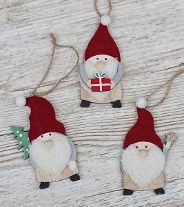 Weihnachtsmann hängende Holzfigur 1 St. (7 cm)