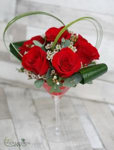 Blumencocktail mit 7 rote Rosen