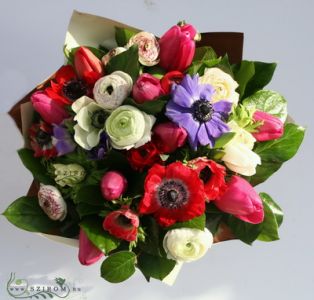 tavaszi anemone, boglárka, tulipán (30 szál)