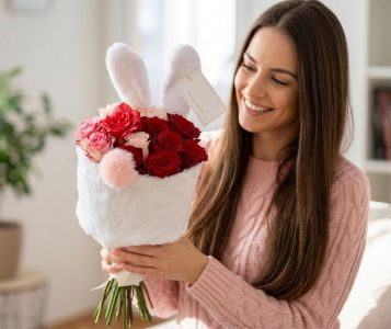 Hase Strauss (mit 12 Rosen)