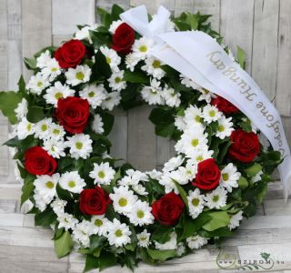 wreath made of red roses and white chrysanthemums (57cm, 20 st)
