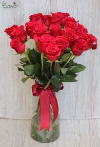 19 red roses in a vase