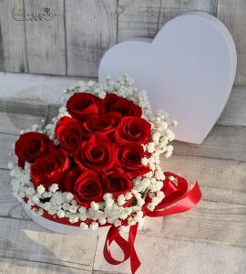 Kis vörös rózsás szív doboz rezgővel