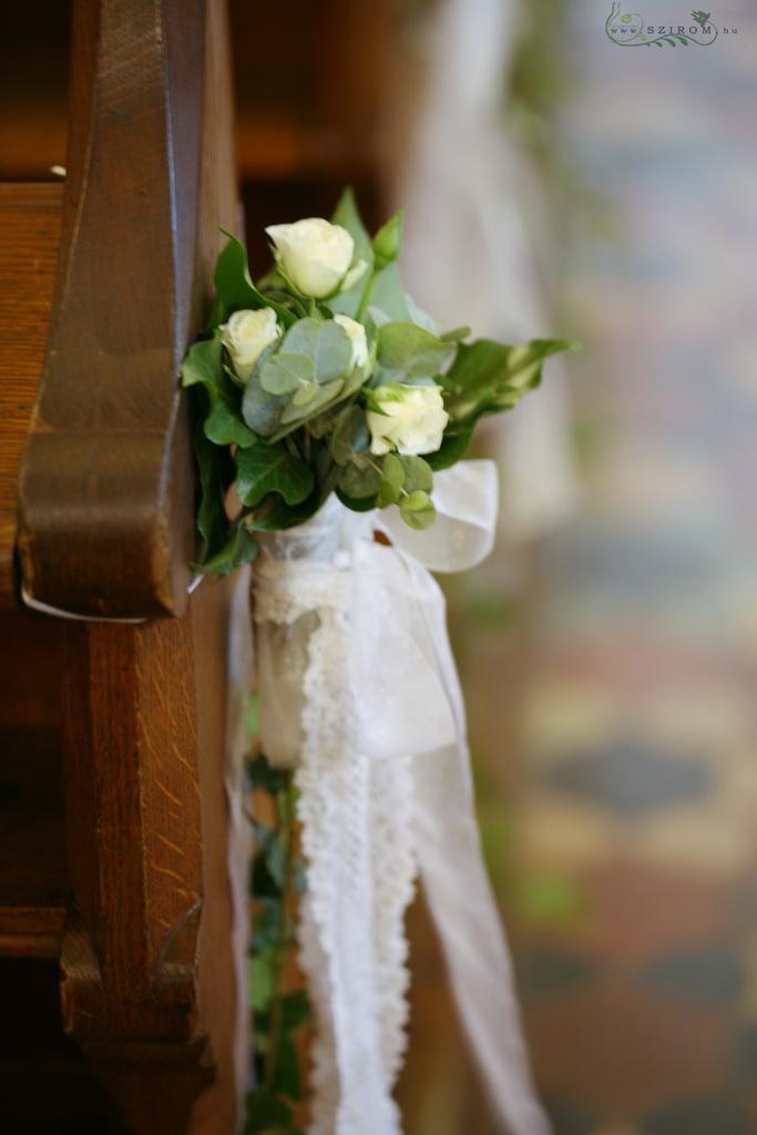flower delivery Budapest - pew decoration (rose, white), wedding