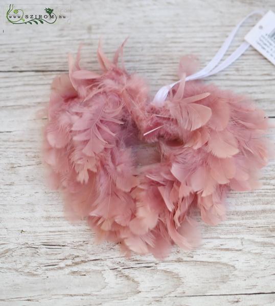 flower delivery Budapest - Pink feather heart (13cm)