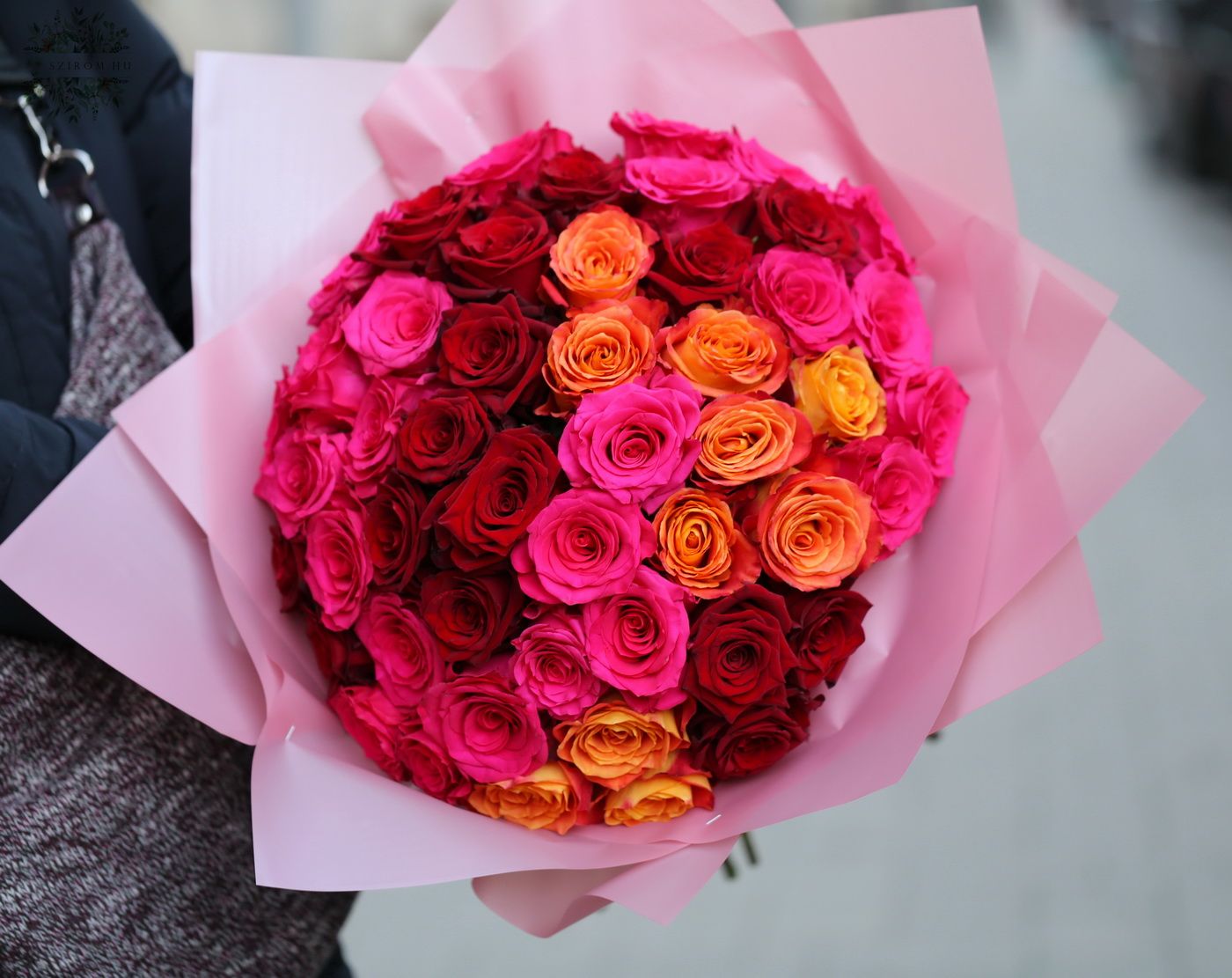 Blumenlieferung nach Budapest - 50 Rote Rosen im intensive Farben