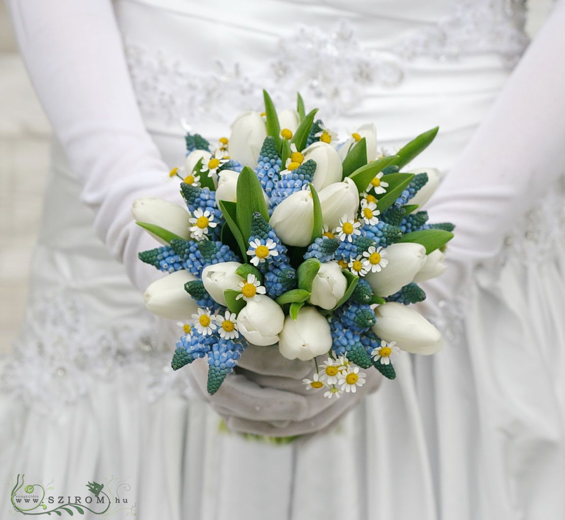 Blue Tulips Wedding Bouquet
