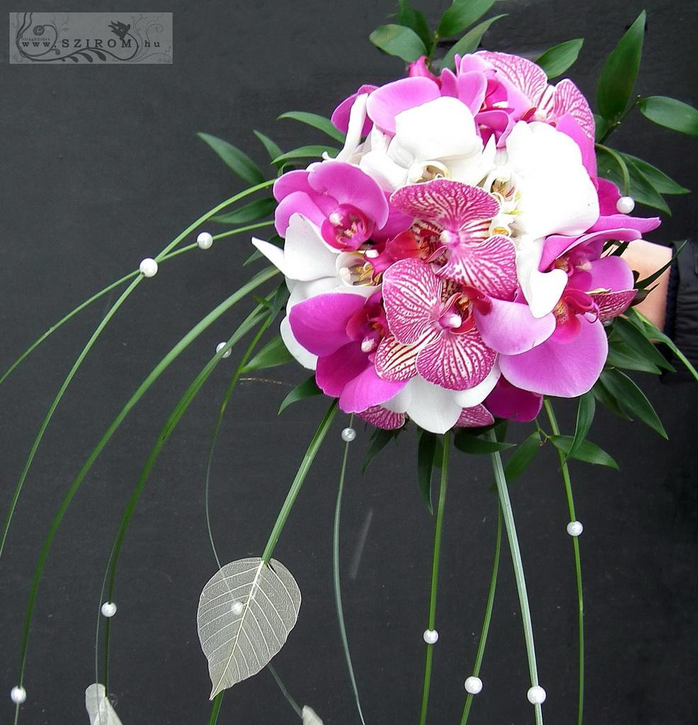 flower delivery Budapest - Bridal bouquet made of orchids (white, pink)