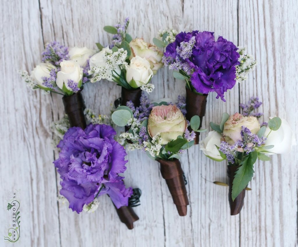 flower delivery Budapest - Hair flowers spray rose /english rose /lisianthus (purple, white)