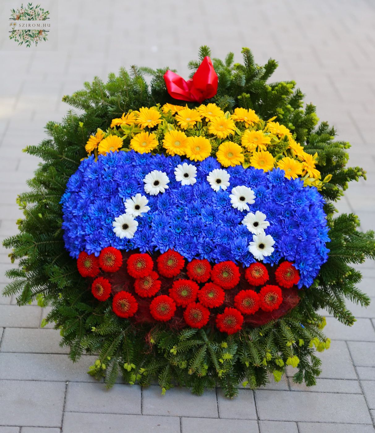 Blumenlieferung nach Budapest - Stehender Kranz mit Flaggenmuster (gewhalte)