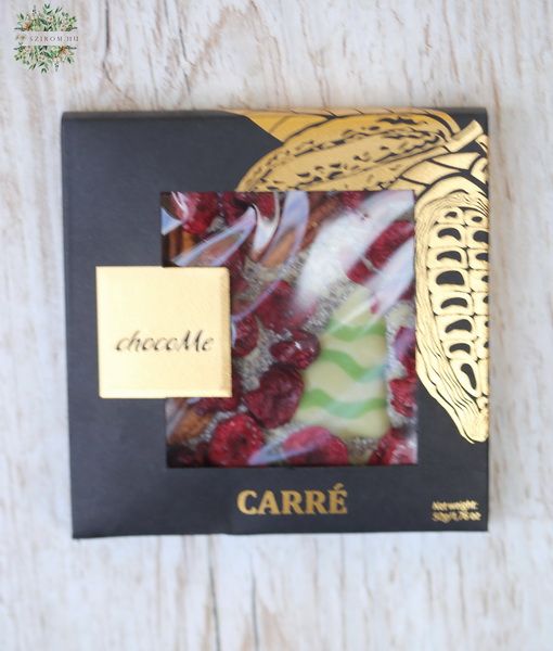 flower delivery Budapest - ChocoMe 50g christmass white chocolate, raspberry, pekan nut, poppy seed, cherry, barley