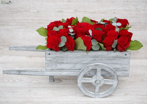 Blumenlieferung nach Budapest - Ein Wagen voller roter Rosen (35 Stämme)