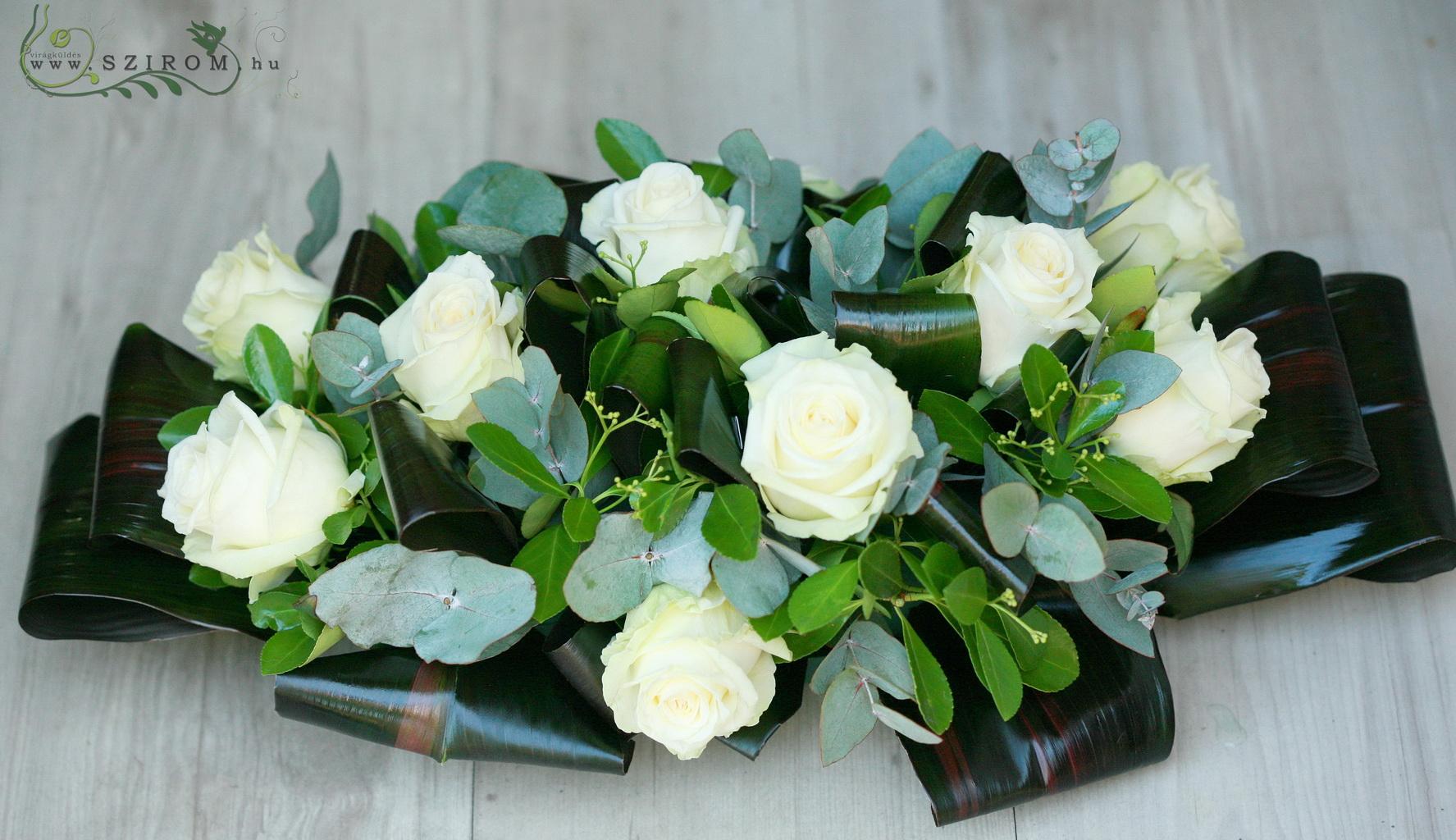 flower delivery Budapest - Main table centerpiece (rose, cordyline, white), wedding