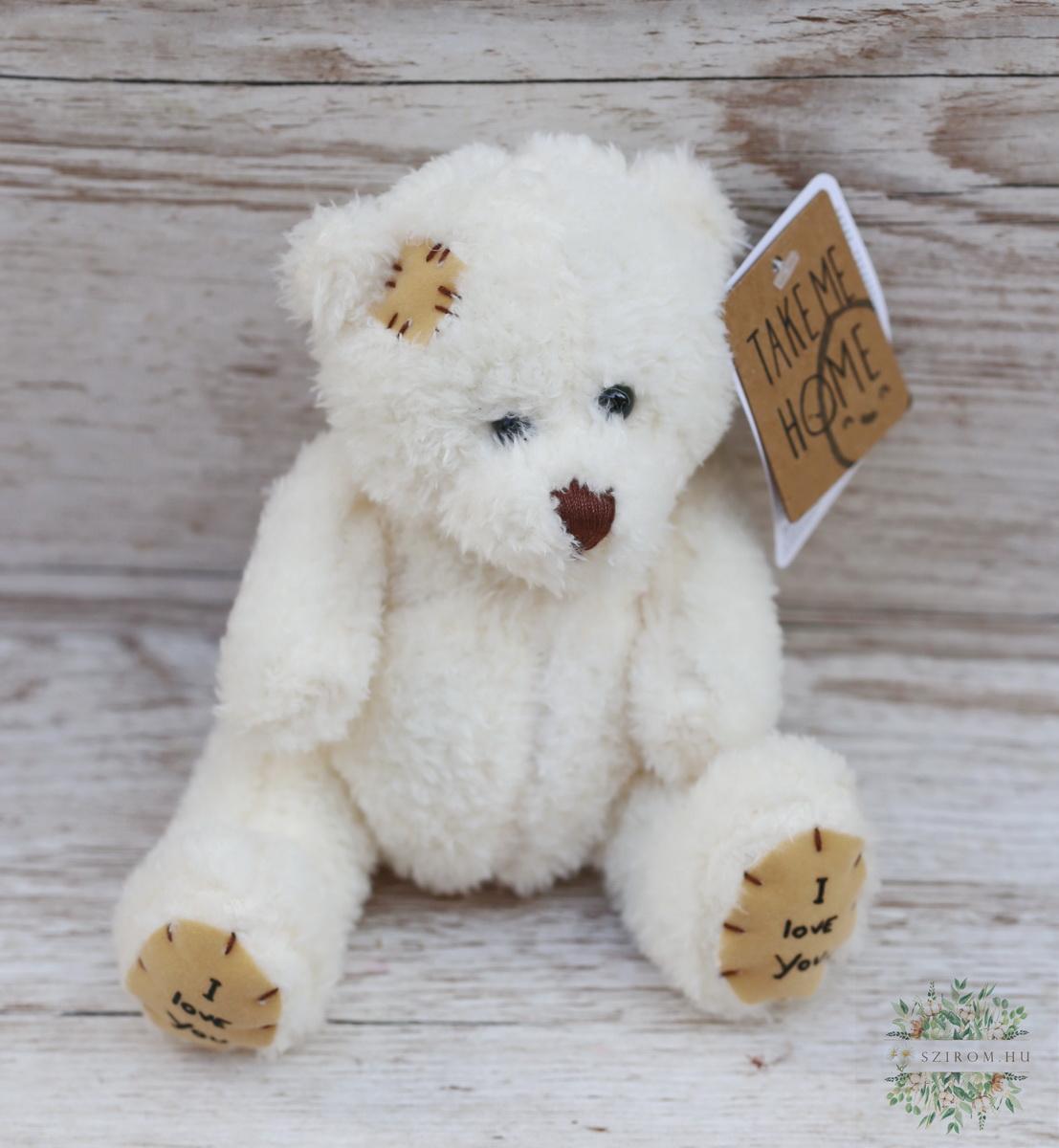 flower delivery Budapest - spotted white teddy bear (15cm)
