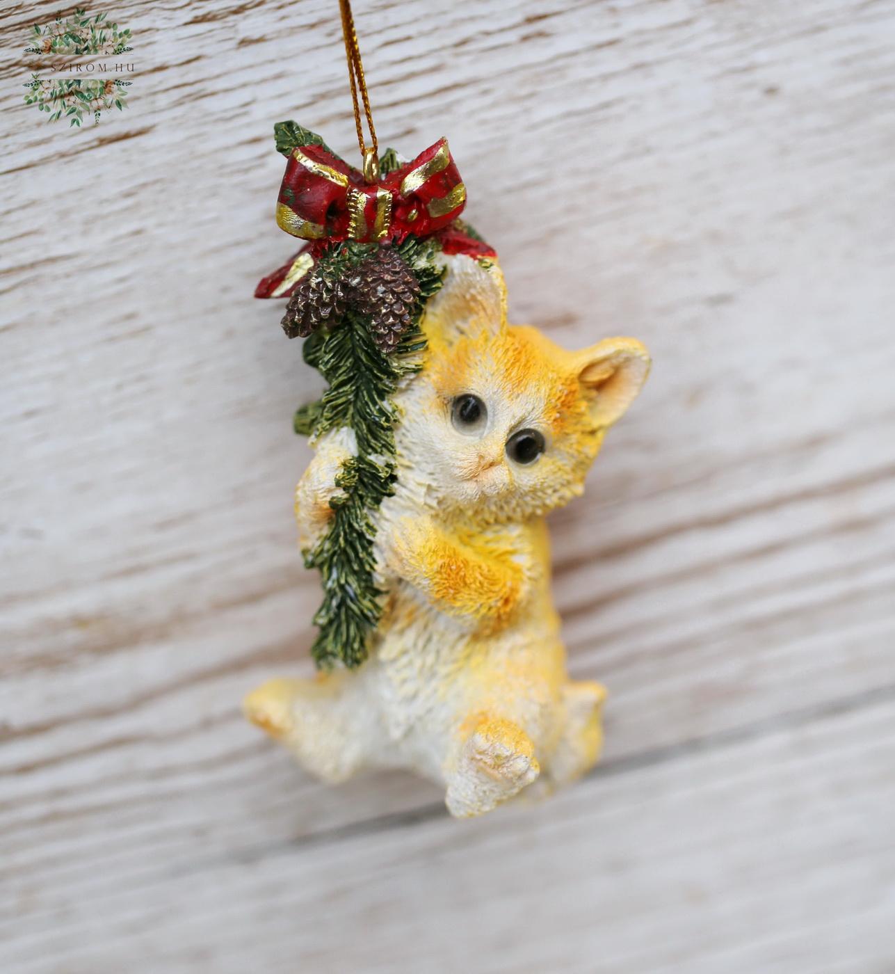 Blumenlieferung nach Budapest - Weihnachtsschmuck in Form eines Kätzchens, 9 cm