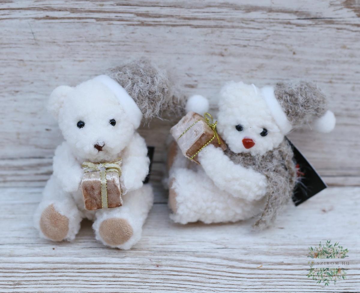 Virágküldés Budapest - kicsi karácsonyi maci, fehér (10cm) (10cm)
