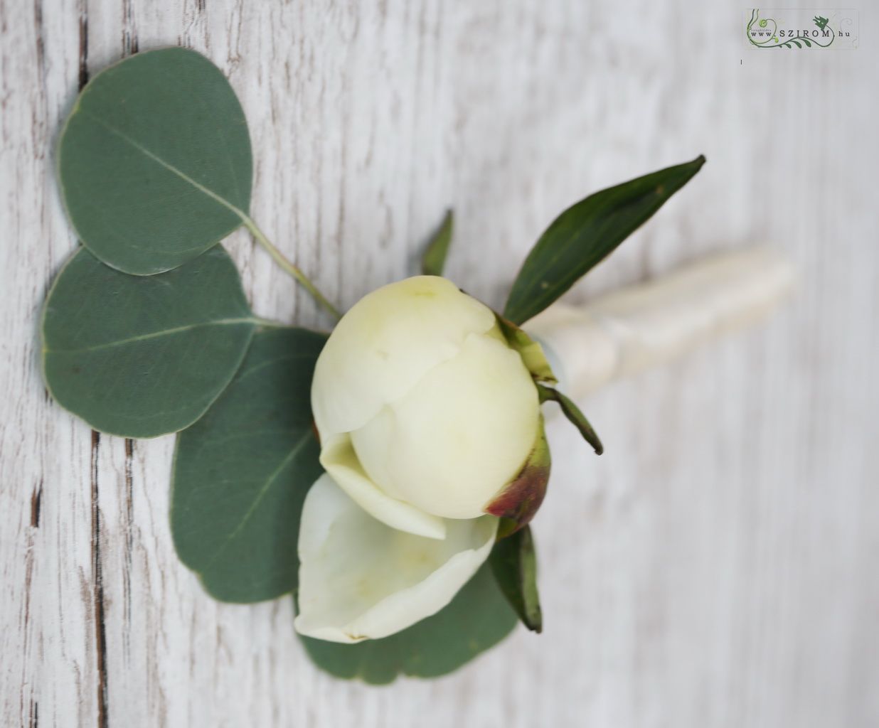 flower delivery Budapest - boutonniere made of white peony