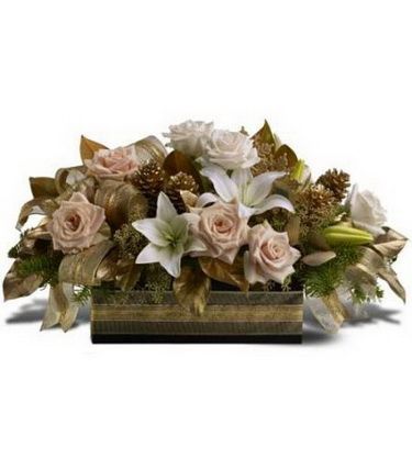 flower delivery Budapest - cream roses and lilies (70cm)