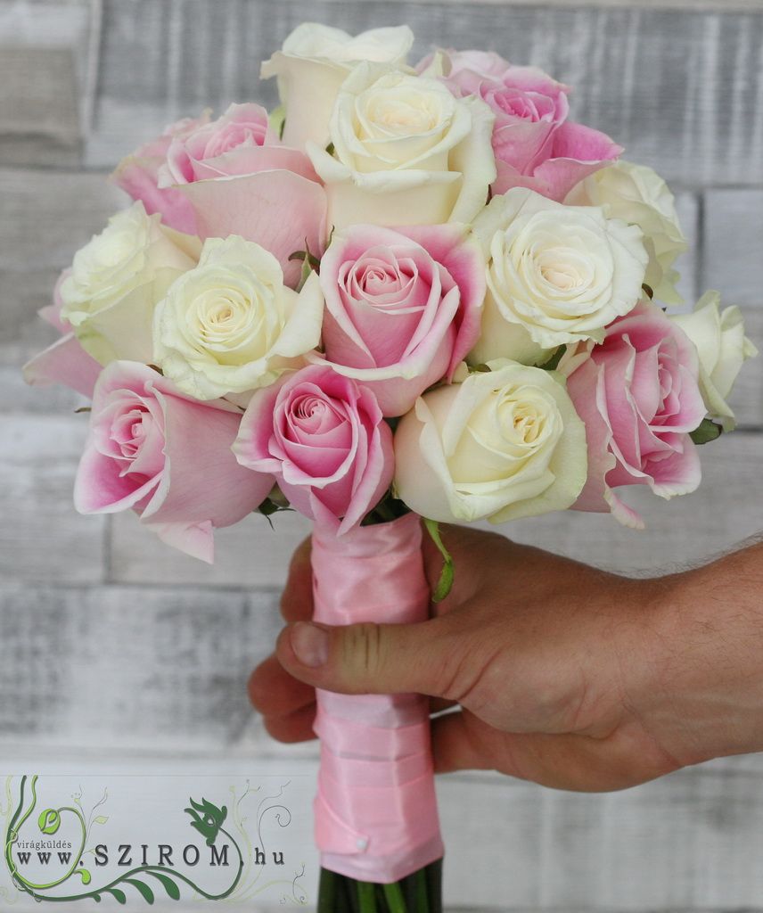 flower delivery Budapest - Bridal bouquet pink and white rose