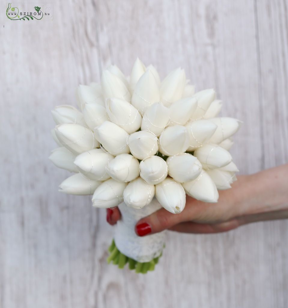 flower delivery Budapest - bridal bouquet (tulip, white)