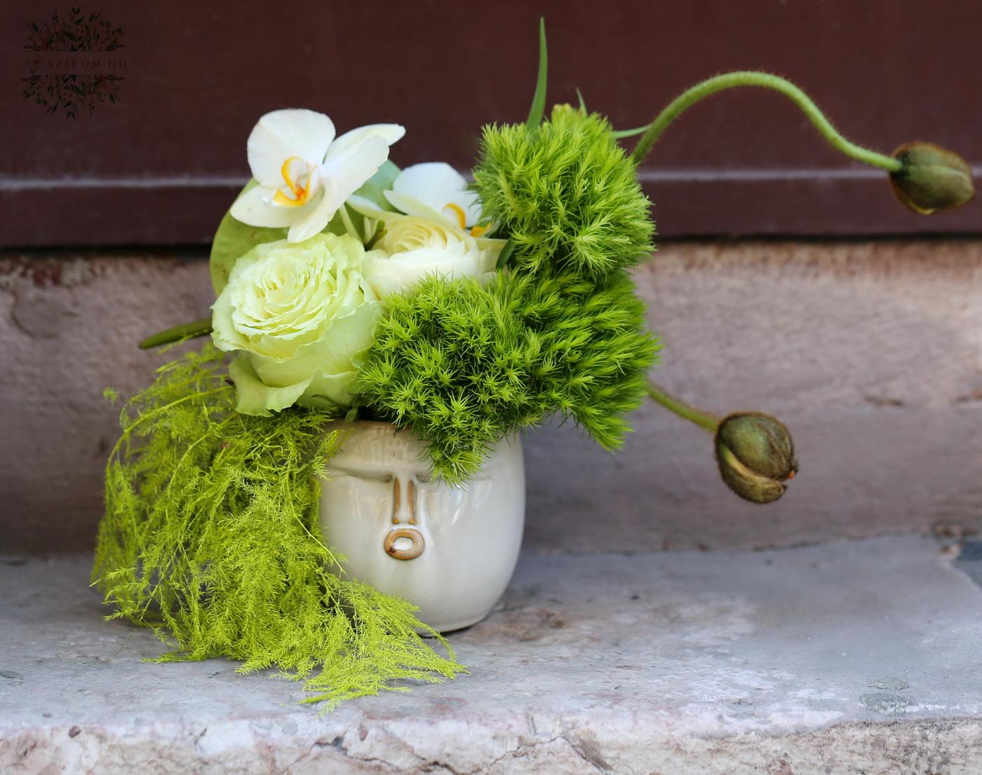flower delivery Budapest - Modern green magic in a face-shaped planter