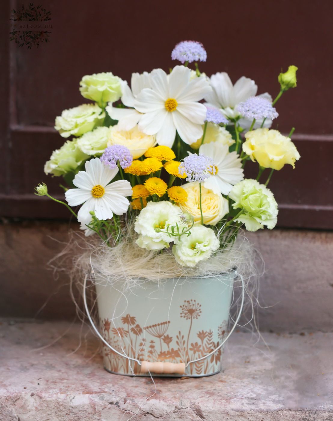 flower delivery Budapest - Summer flowers and eustomas in tin bowl