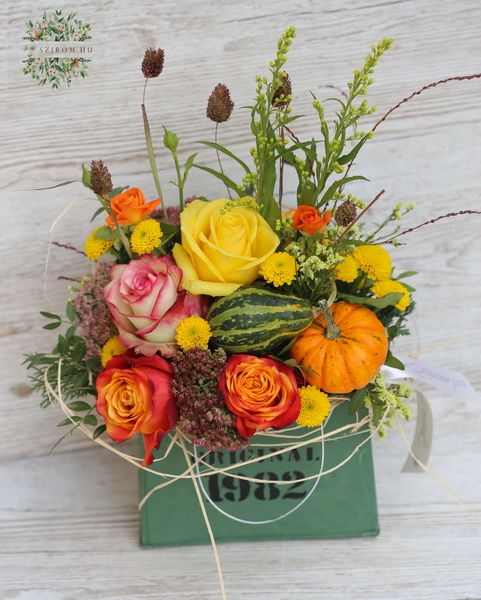 Blumenlieferung nach Budapest - Herbstlicher Retro-Taschenstrauß (15 Stiele)