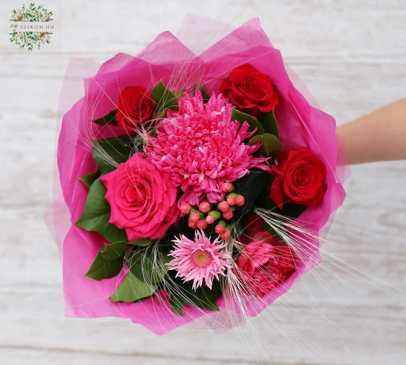 Blumenlieferung nach Budapest - runder pinkrosa Strauß (7 Stiele)