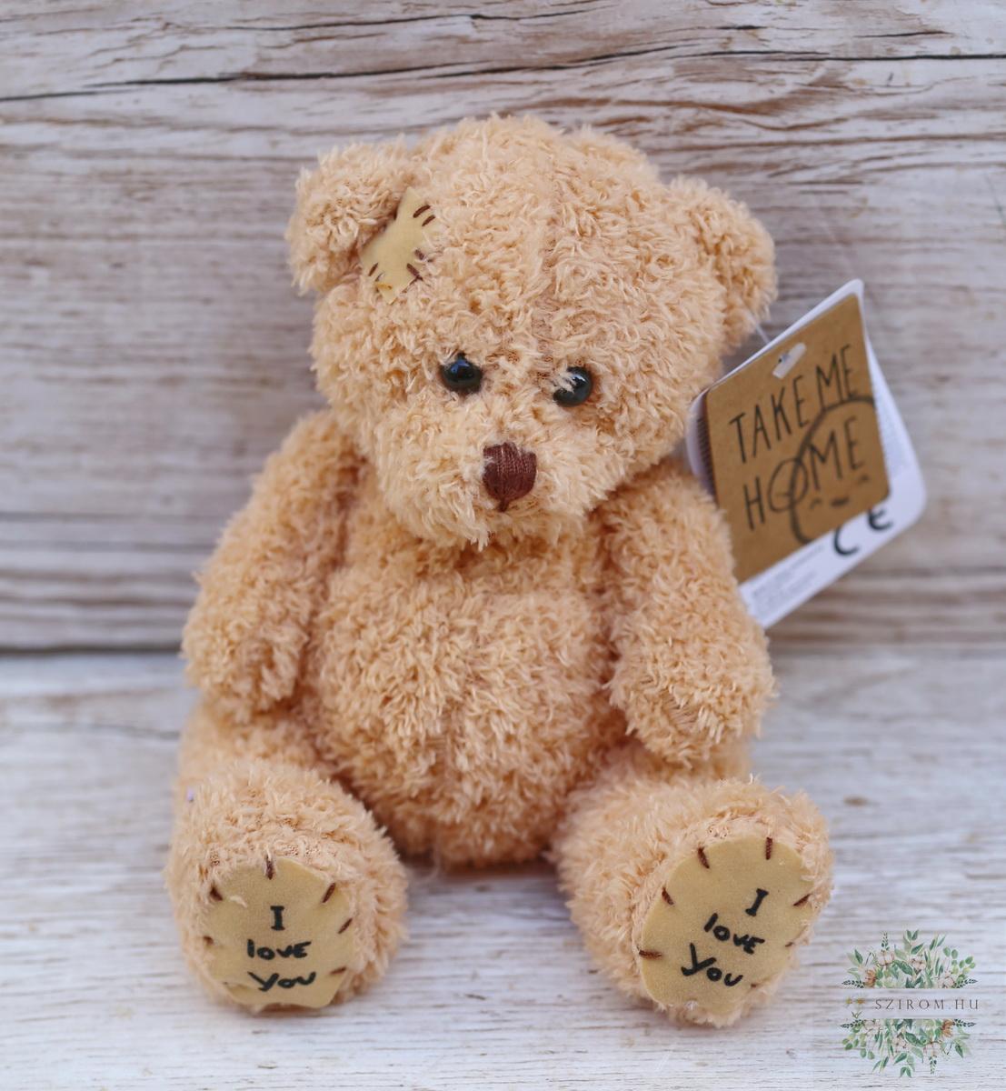 Blumenlieferung nach Budapest - brauner, gefleckter Plüschteddybär (15 cm)