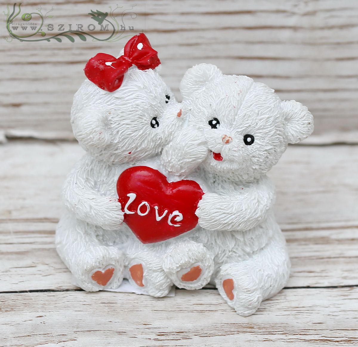 Blumenlieferung nach Budapest - Verliebtes Teddybärpaar aus Keramik