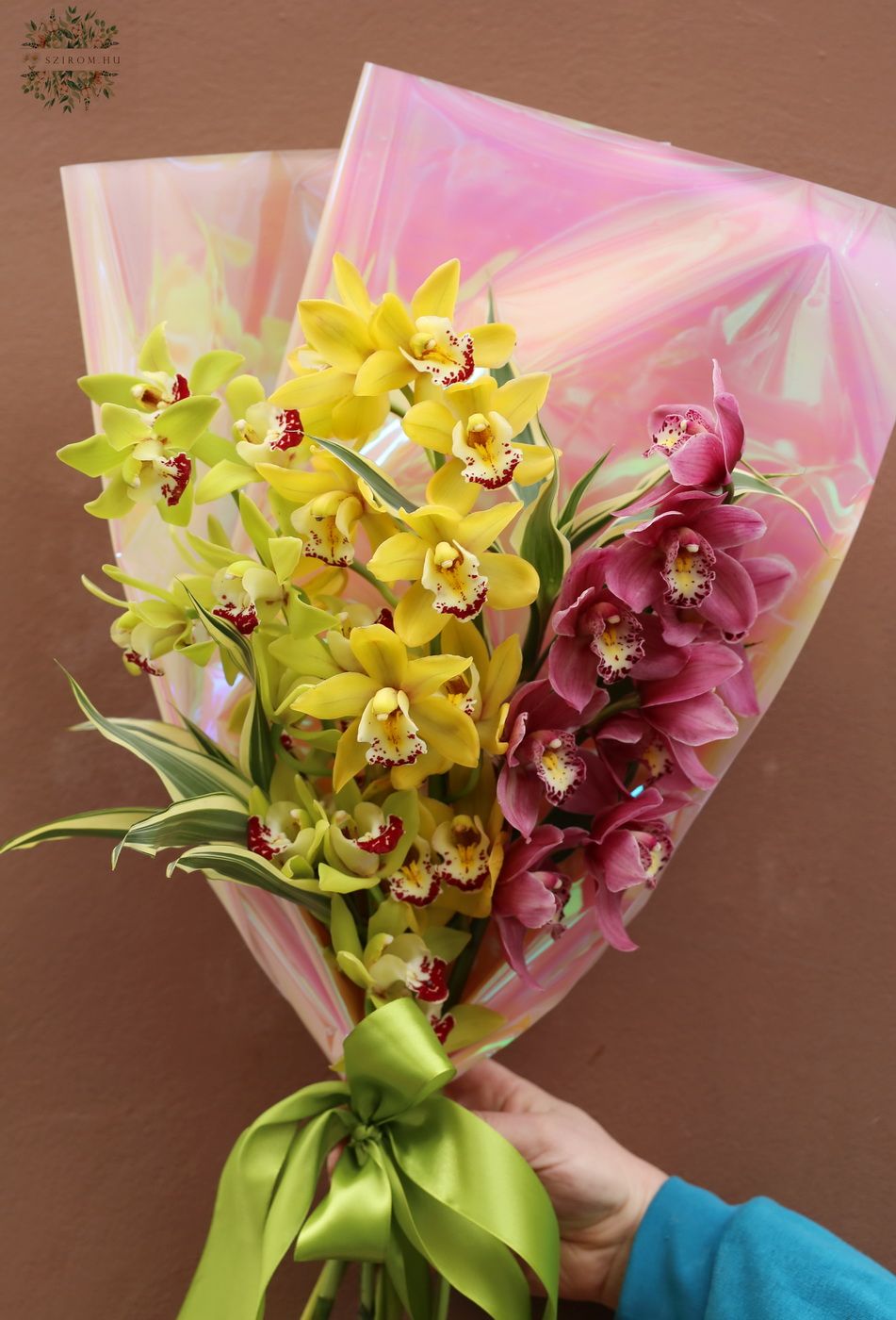 Blumenlieferung nach Budapest - Bunte Mini Cymbidium Orchideen im Strauss