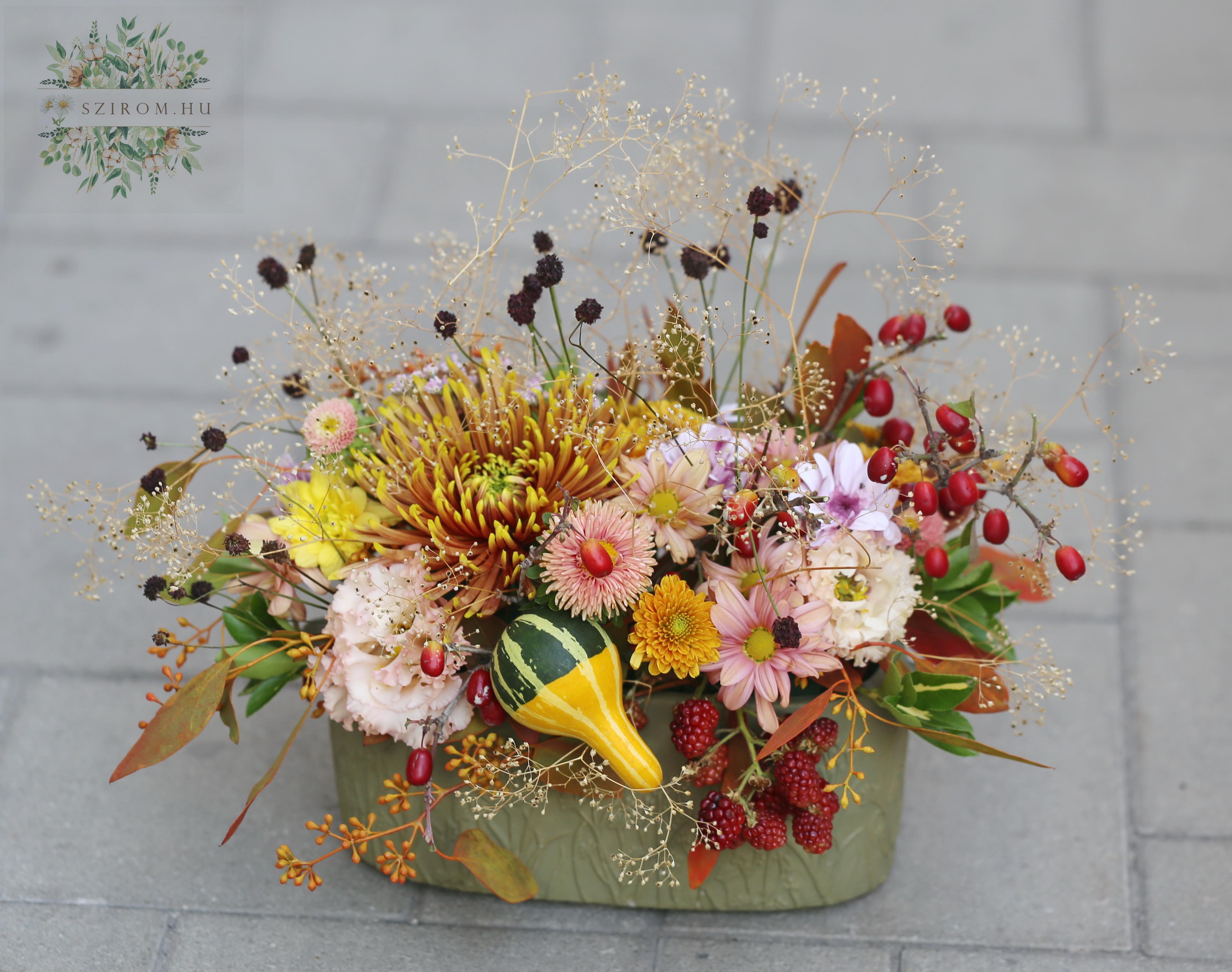 flower delivery Budapest - colorful autumn ceramic bowl with pumpkins