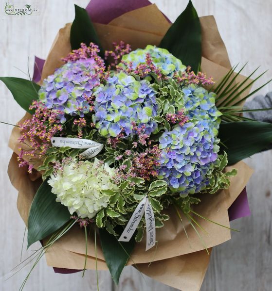 flower delivery Budapest - mixed bouquet ot 6 hydrangeas (10 st)