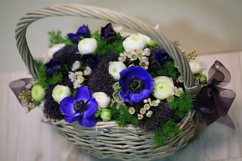 blaue Blumenkorb 40cm