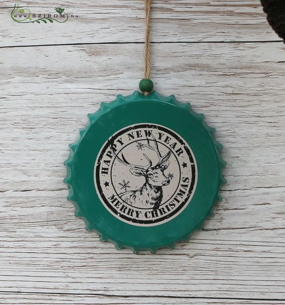 Metallic bottlecap christmas ornament 11cm